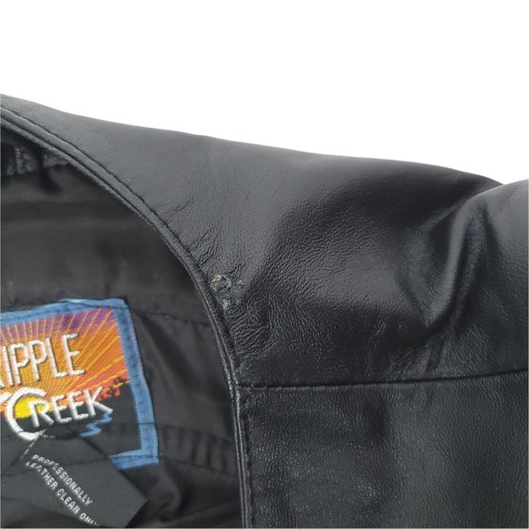 Cripple Creek Biker Motorcycle Vest Mens M Black Leather American Legion Lined - Picture 7 of 9